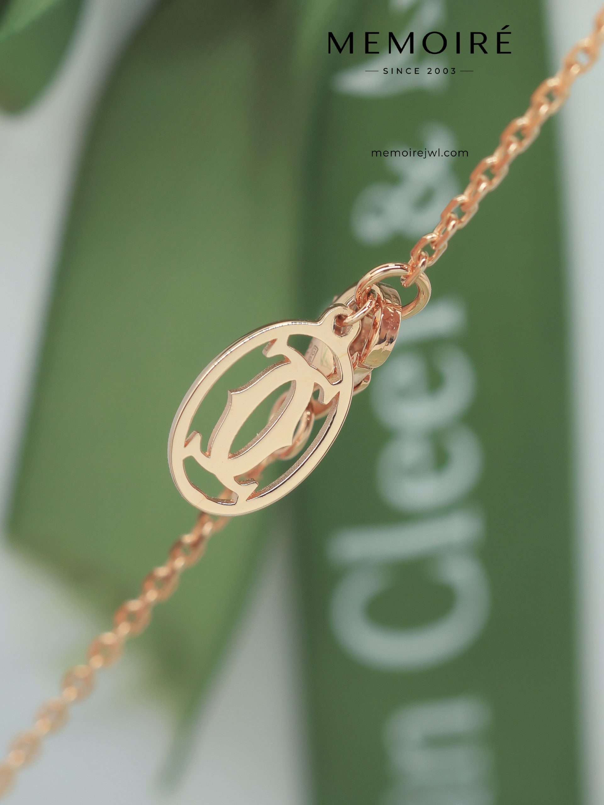 MÉMOIRÉ 18K Rose Gold Full Pave Crescent Diamond Necklace - Image 5