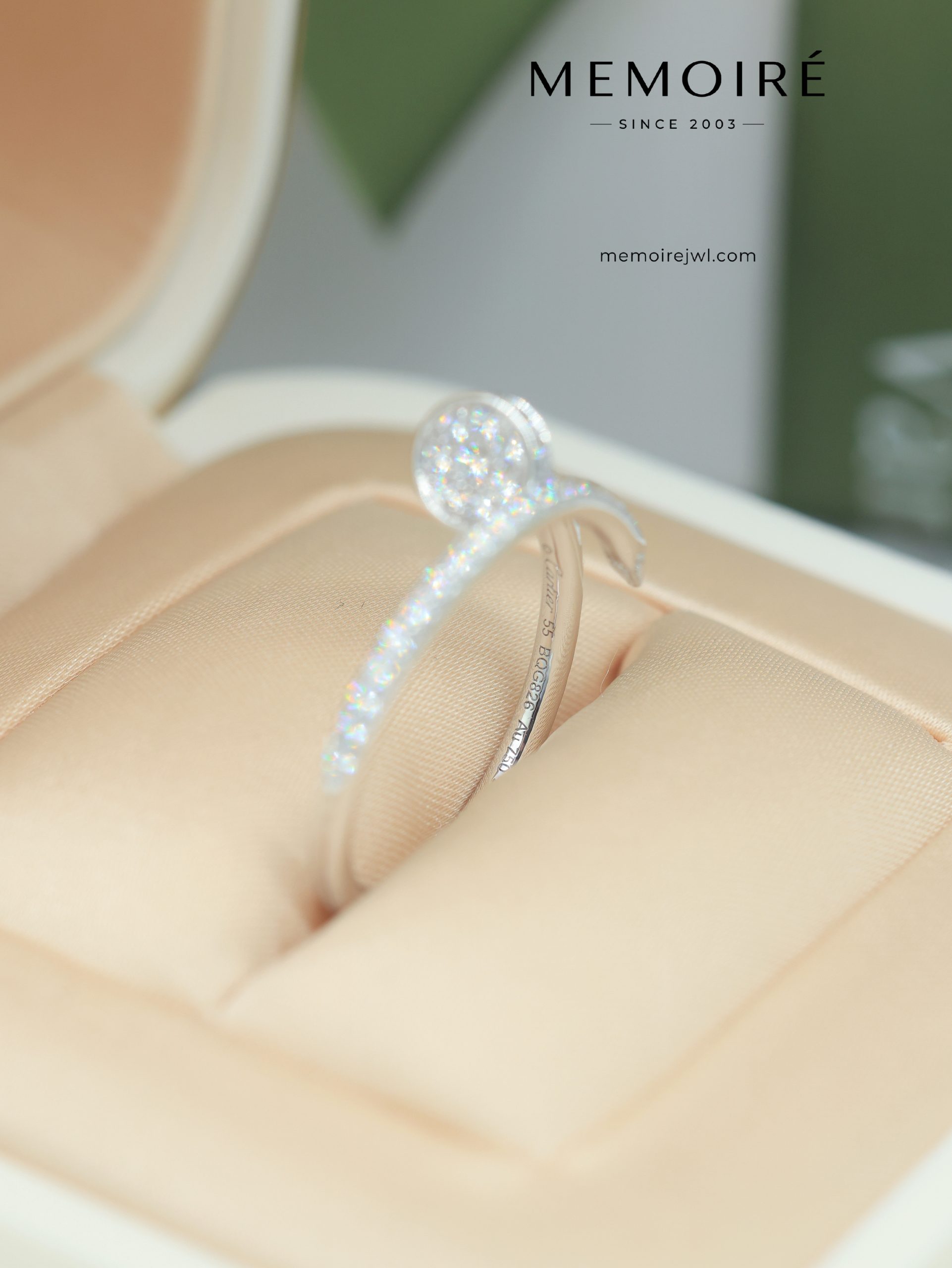 MÉMOIRÉ 18K White Gold Bypass Pave Diamond Ring - Image 3