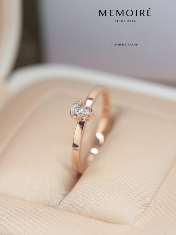 MEMOIRÉ Rose Gold Double-Diamond Gourd Ring