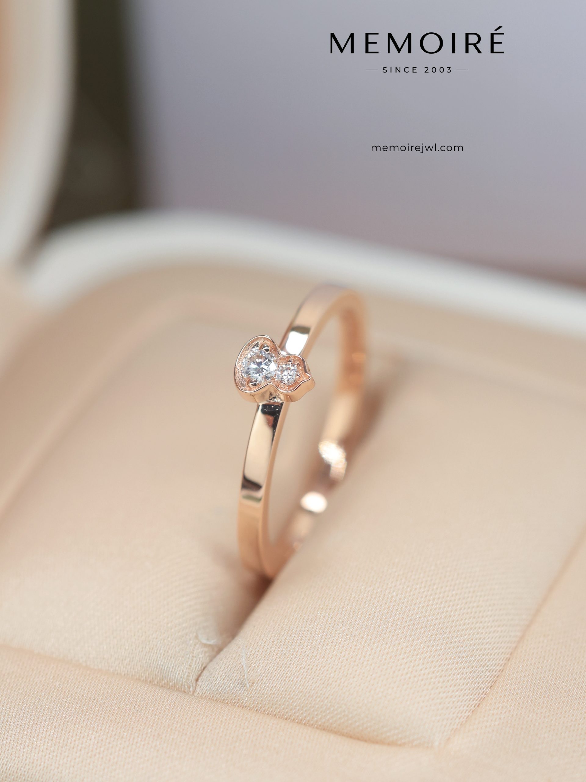 MEMOIRÉ Rose Gold Double-Diamond Gourd Ring