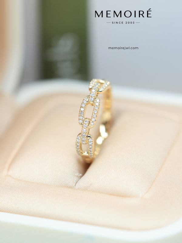 MEMOIRÉ Yellow Gold DY-Style Full-Pave Diamond Chain-Link Ring