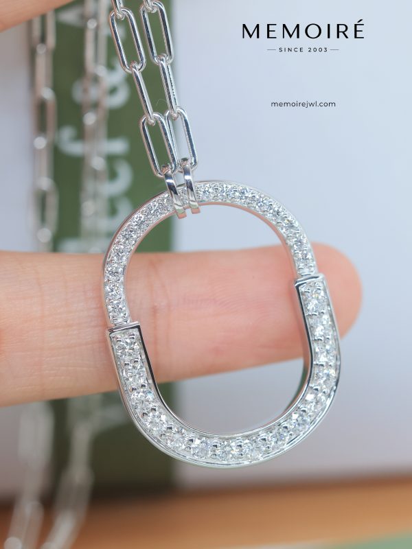 MEMOIRÉ Platinum Large Full-Pave Diamond U-Shaped Necklace