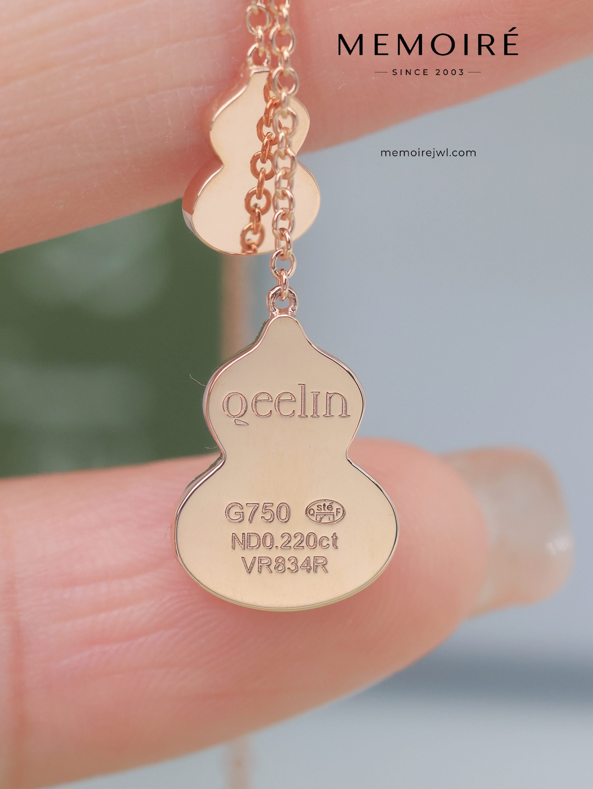 MEMOIRÉ Rose Gold Double Small Red Agate Gourd Necklace - Image 3