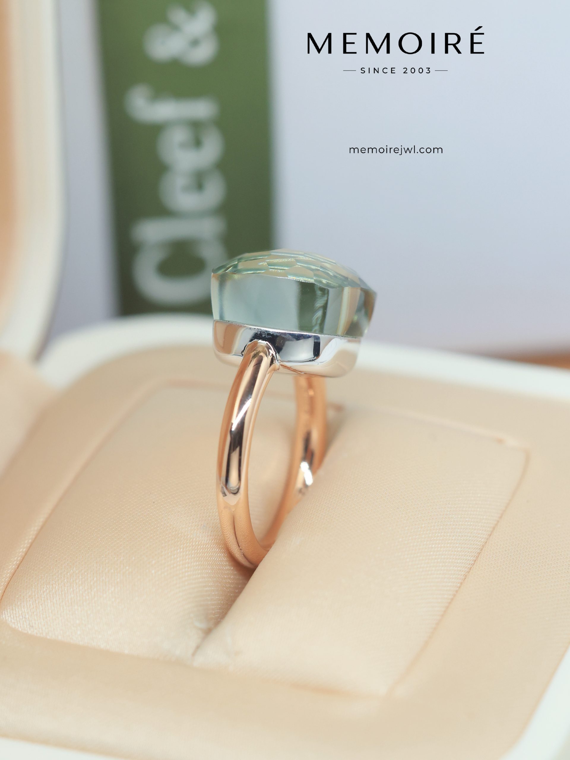MEMOIRÉ Rose Gold Candy Ring with Green Amethyst - Image 3
