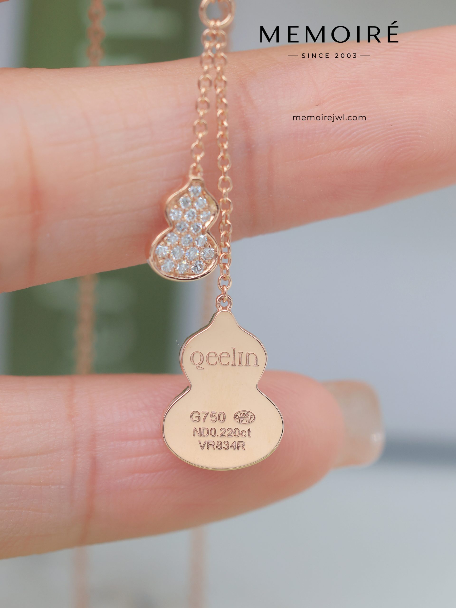 MEMOIRÉ Rose Gold Double Small Red Agate Gourd Necklace - Image 4