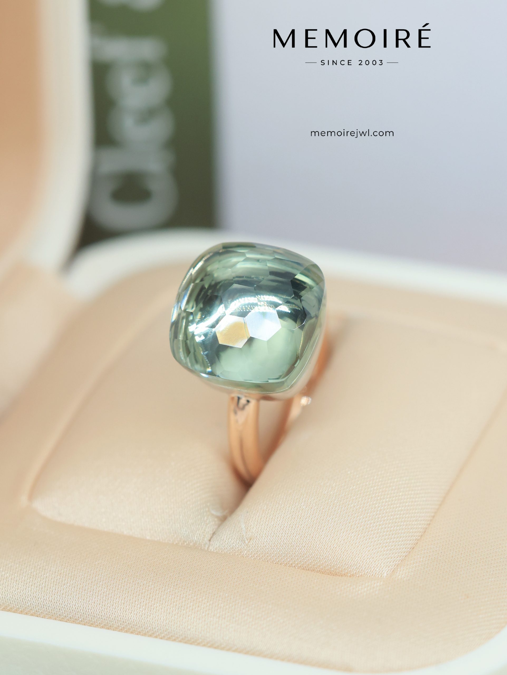 MEMOIRÉ Rose Gold Candy Ring with Green Amethyst - Image 4