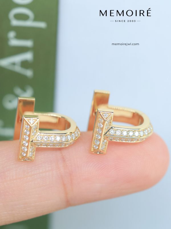 MEMOIRÉ Yellow Gold Full-Pave T1 U-Shaped Earrings