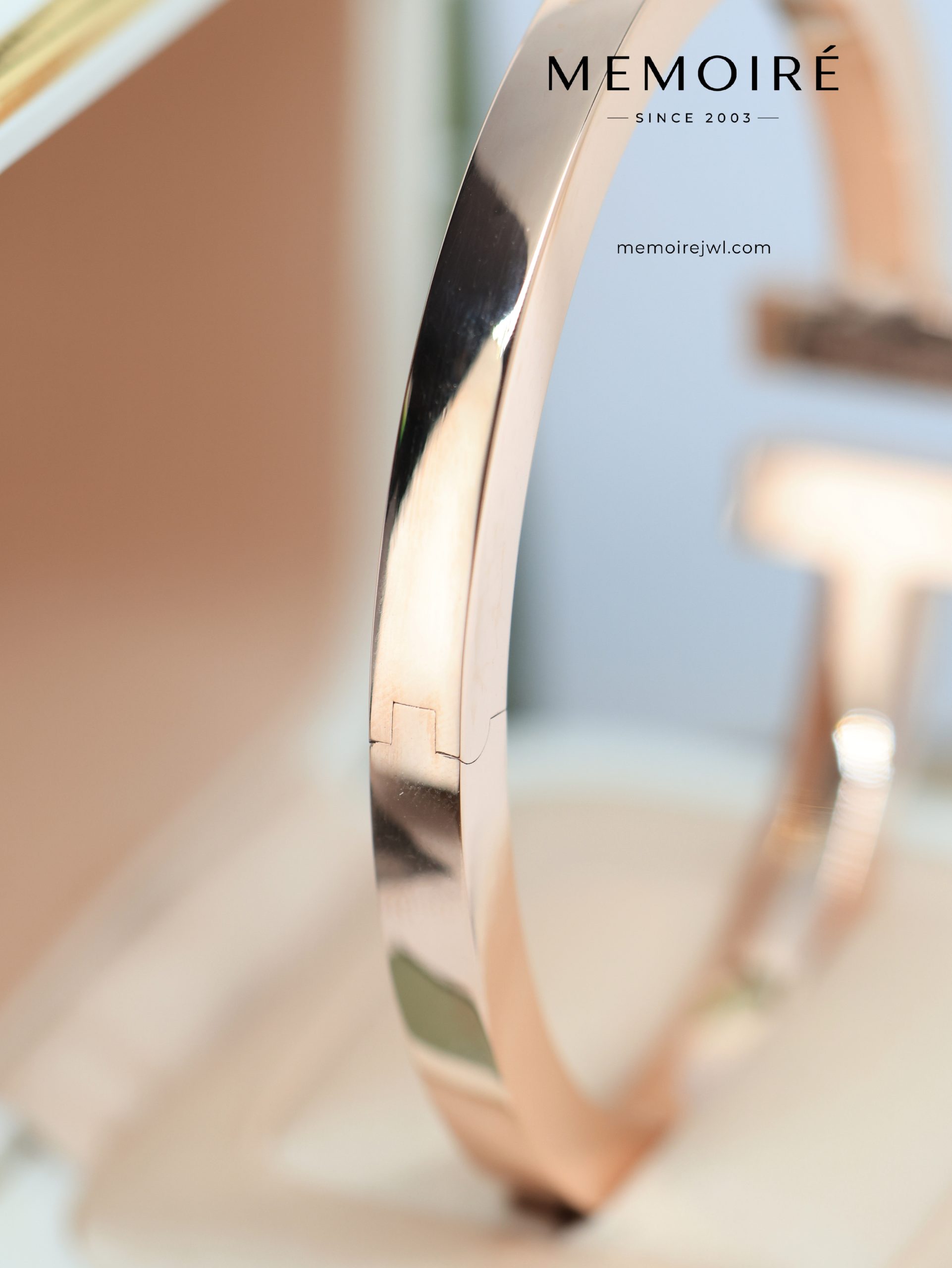 MEMOIRÉ Wide Full Pave Double T Cuff Bangle with Square Band in Rose Gold - Image 5