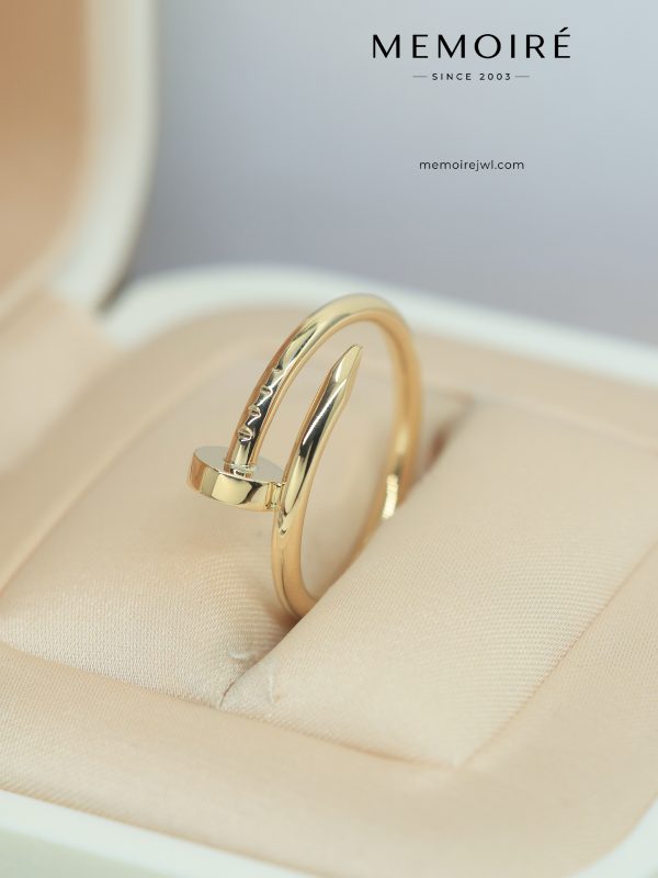 MÉMOIRÉ 18K Yellow Gold Solid Plain Nail Wrap Open Adjustable Ring
