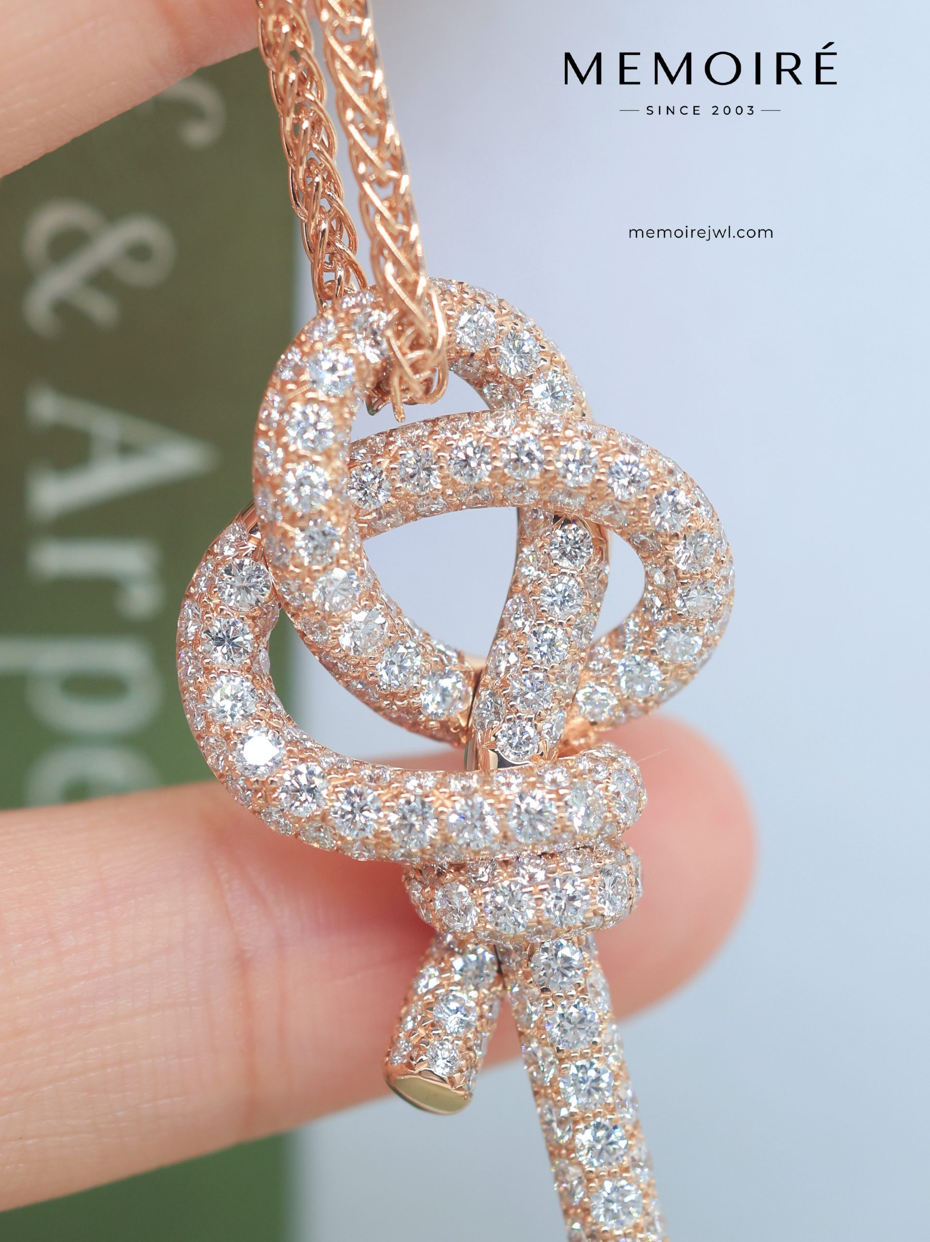 MEMOIRÉ Oversized Full-Pave Diamond Key Necklace in Rose Gold - Image 3