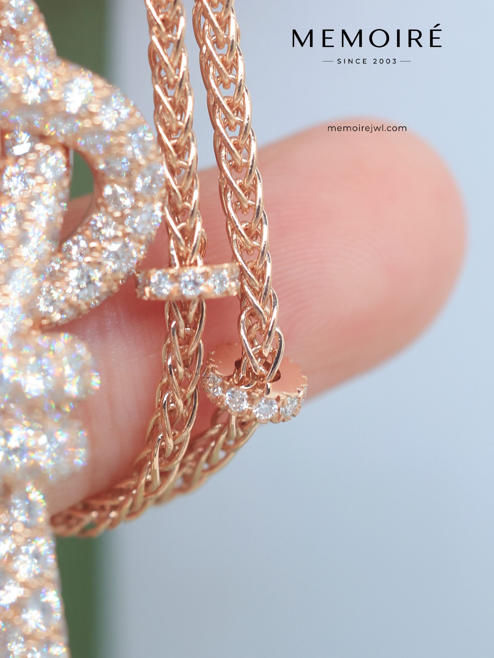 MEMOIRÉ Oversized Full-Pave Diamond Key Necklace in Rose Gold - Image 5