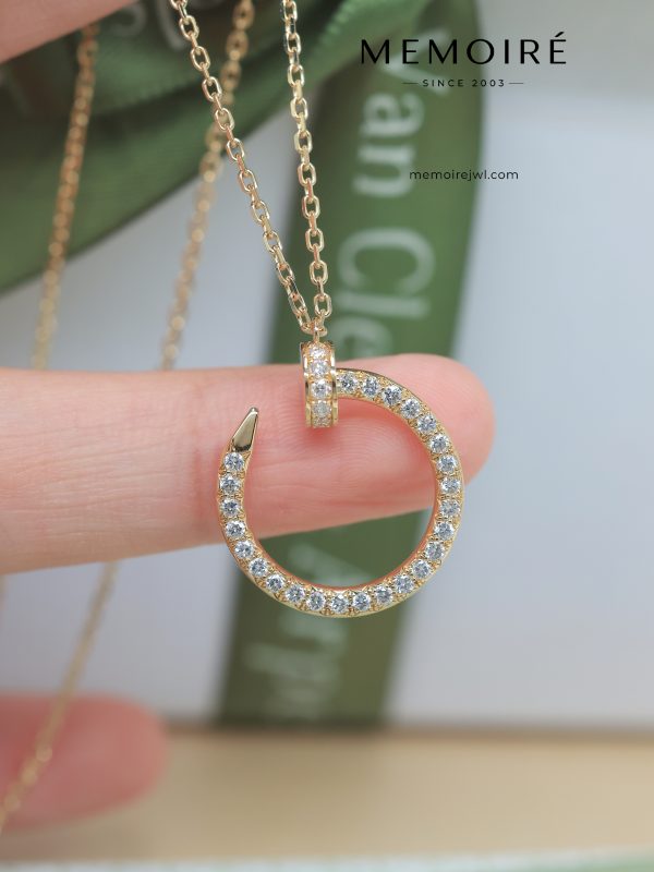 MÉMOIRÉ 18K Yellow Gold Full Pave Nail Shaped Pendant Necklace