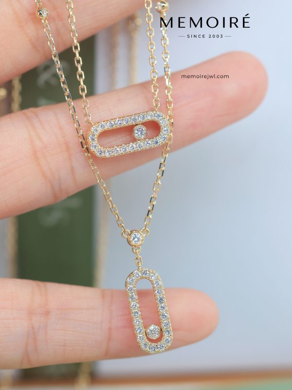 MEMOIRÉ Yellow Gold Double-Layer Moving Diamond Necklace