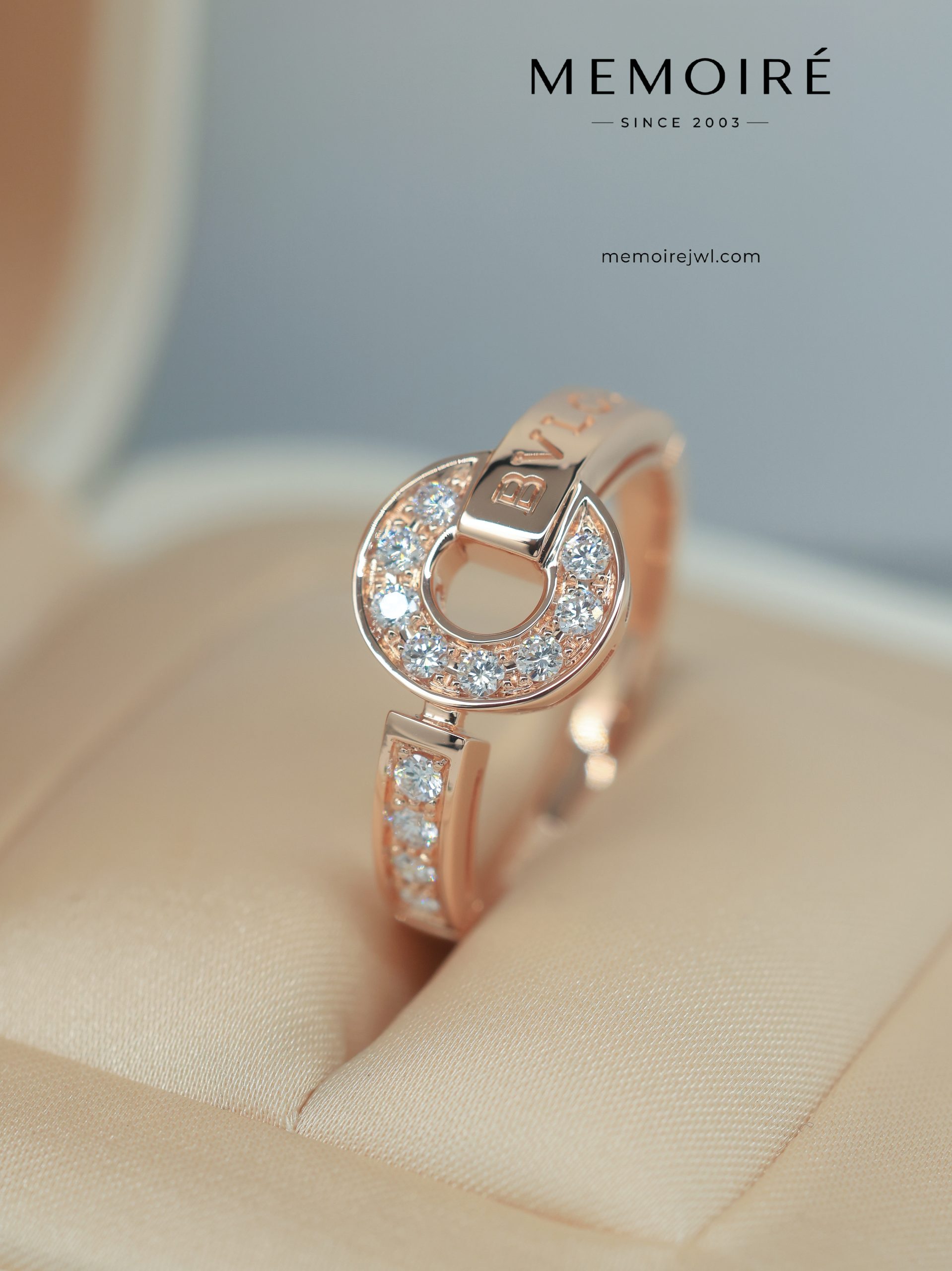 MÉMOIRÉ Pave Diamond Circle 18K Rose Gold Stackable Ring