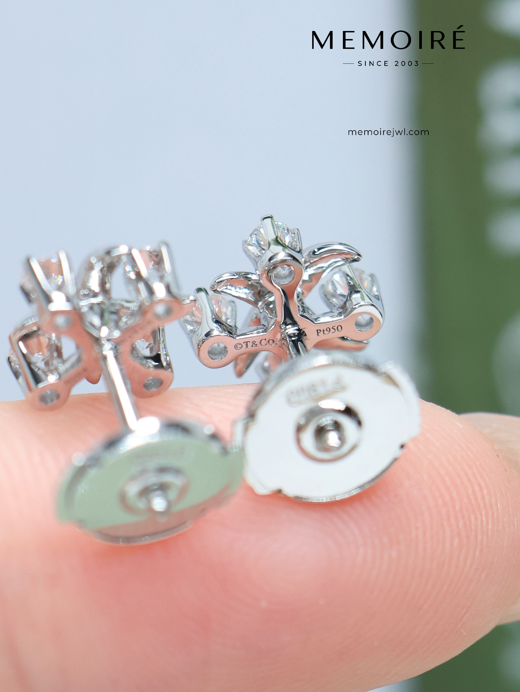 MEMOIRÉ Platinum 4-Stone Diamond Cross Earrings (Marquise-Inspired) - Image 4