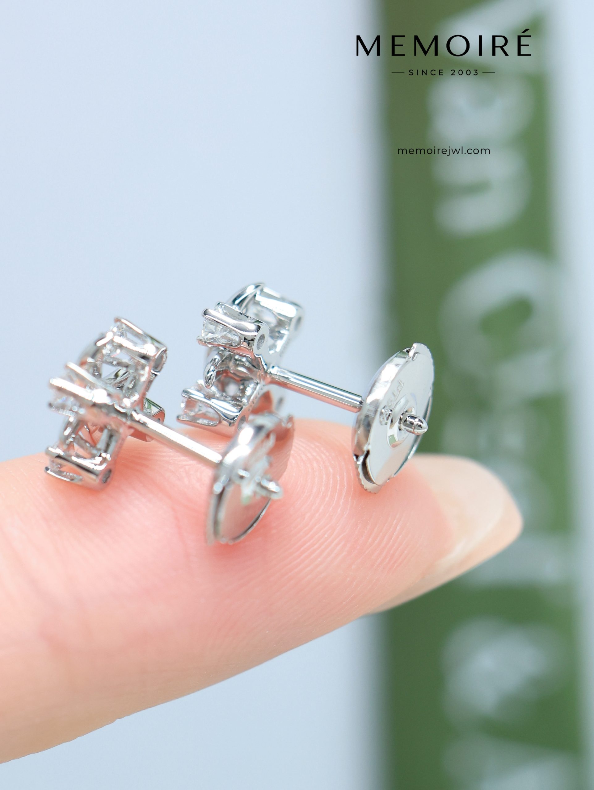 MEMOIRÉ Platinum 4-Stone Diamond Cross Earrings (Marquise-Inspired) - Image 5