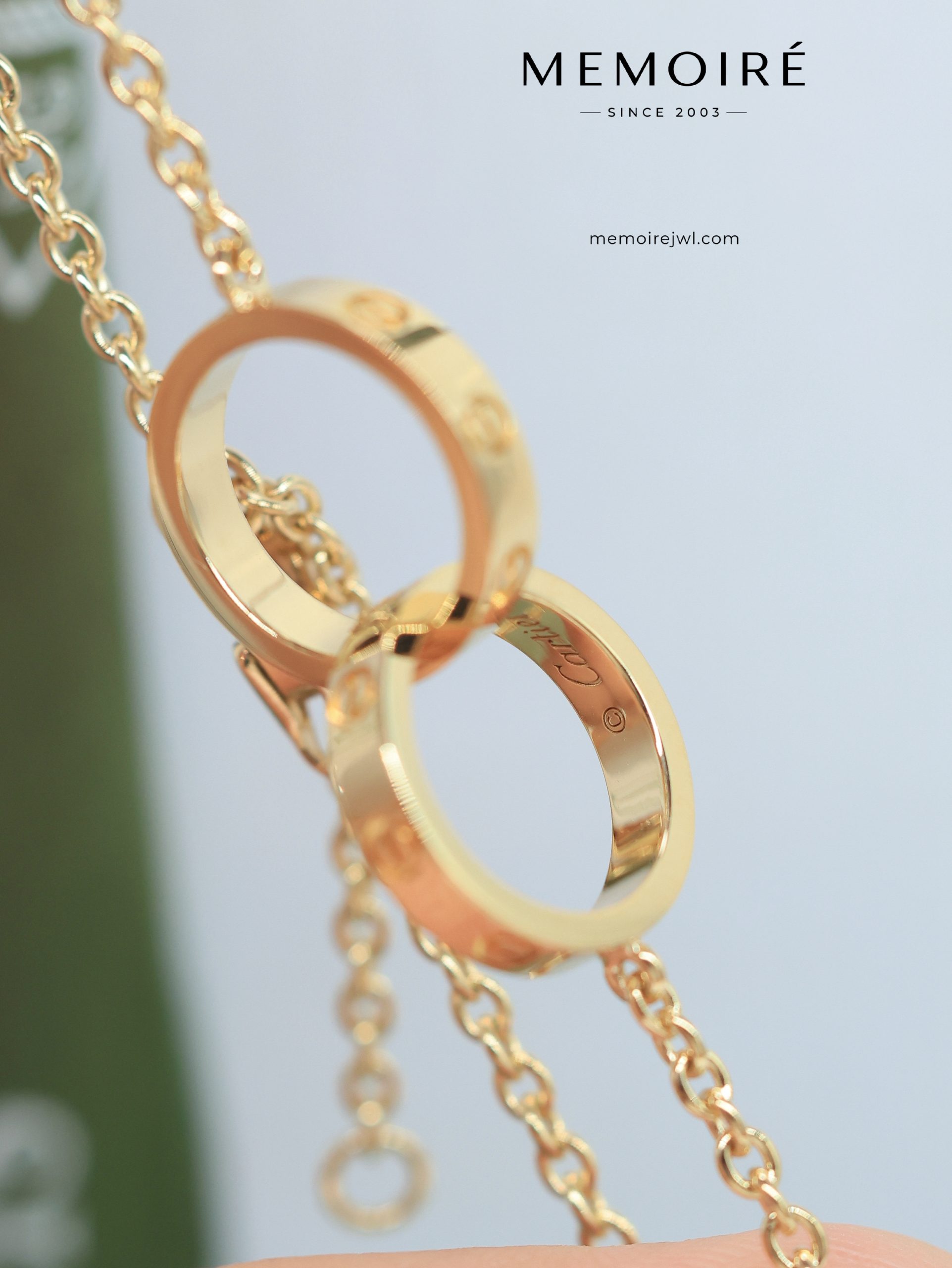 MÉMOIRÉ 18K Gold Double Open Circle Screw Necklace - Image 5