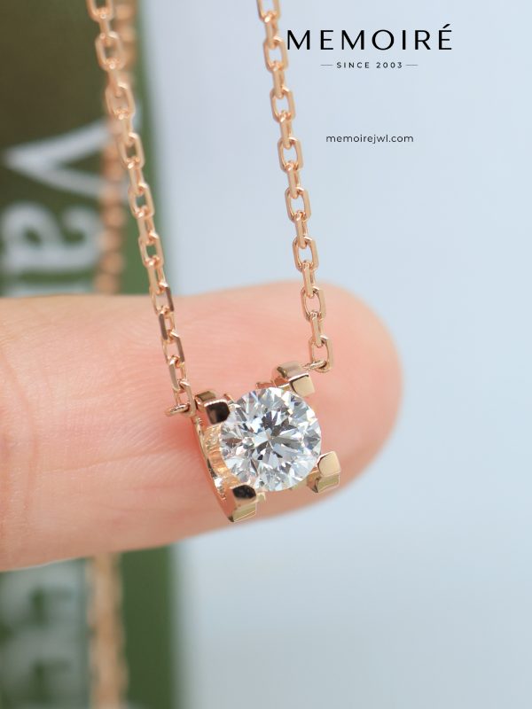 MÉMOIRÉ 18K Rose Gold Four-Prong Solitaire Diamond Pendant Necklace